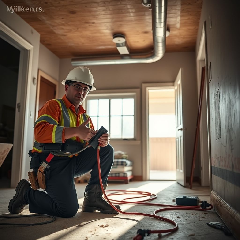 A professional moisture meter showing dry readings on a restored wall in a Milliken home.