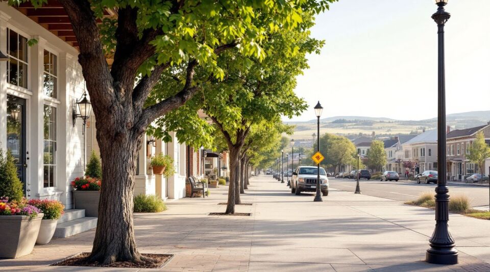 A professional service vehicle parked on a quiet residential street in Windsor, Colorado near Water Valley during a clear Front Range morning.